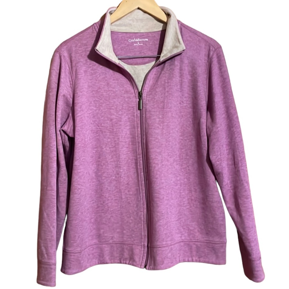 •CROFT& BARROW•FUSHIA FULL ZIP LIGHTWEIGHT JACKET SIZE LARGE EUC(LIKE NEW)